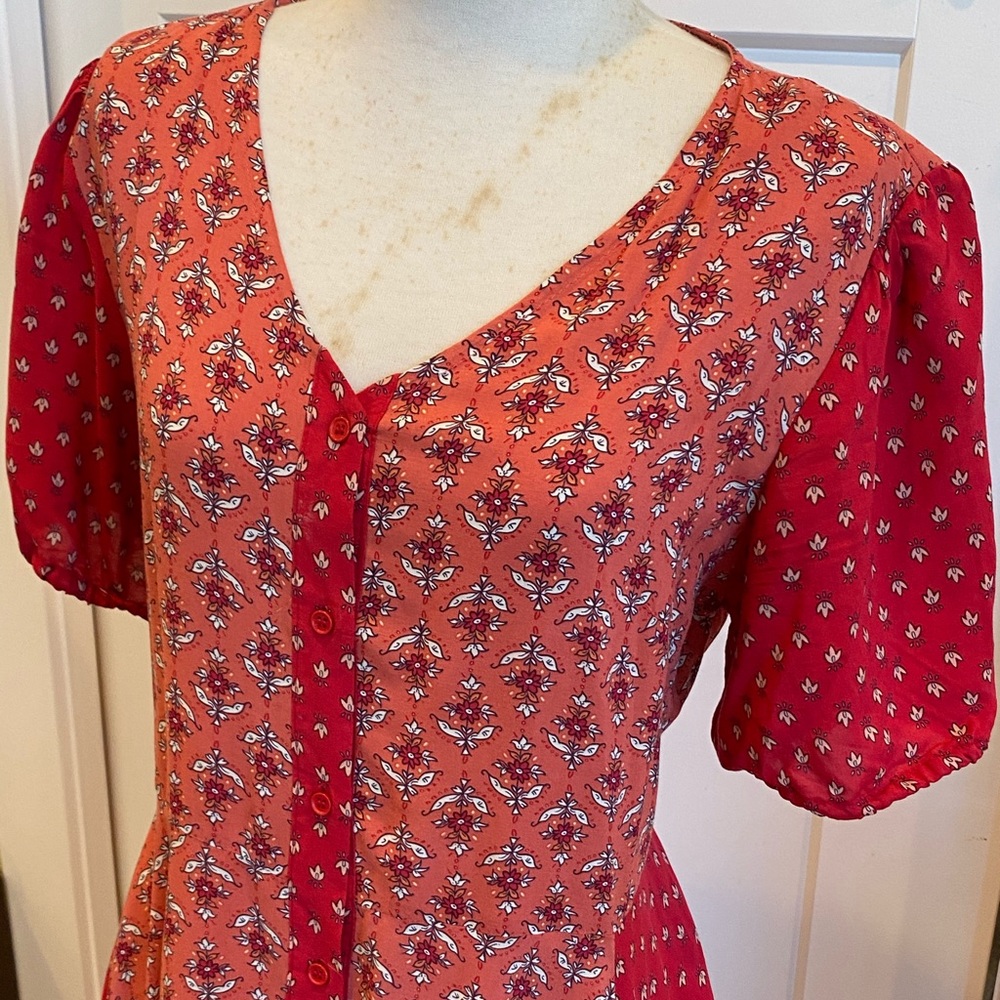 Sharagano floral button up dress size 8 - Picture 7 of 9
